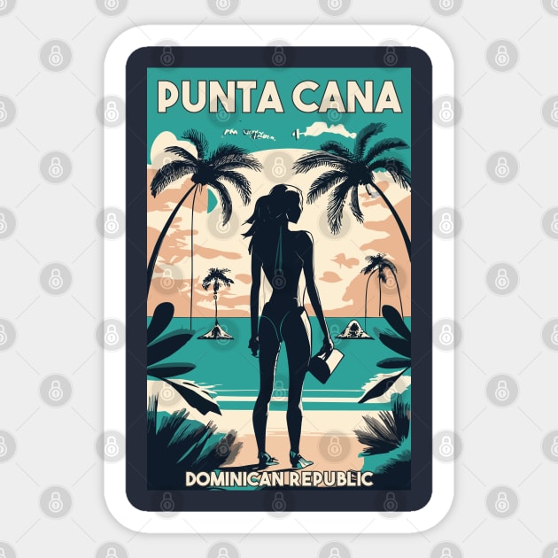 A Vintage Travel Art of Punta Cana - Dominican Republic Sticker by goodoldvintage